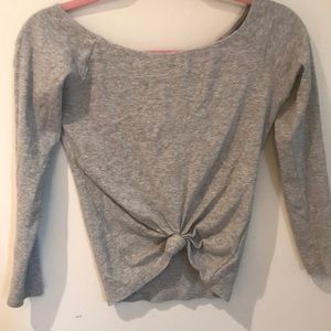 Grey longsleeve tie top